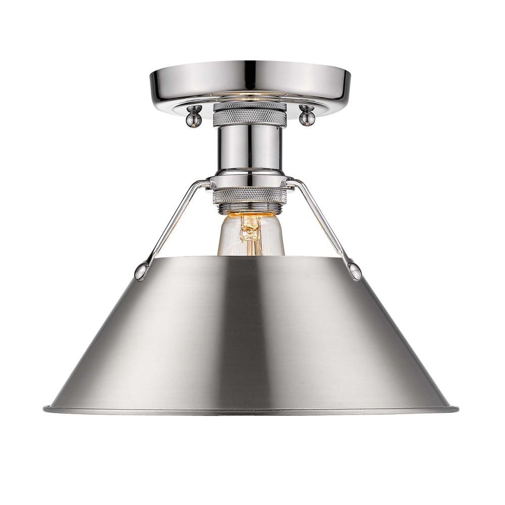Yep by Golden Lighting Orwell 1-light Flush Mount in Chrome and Pewter shade